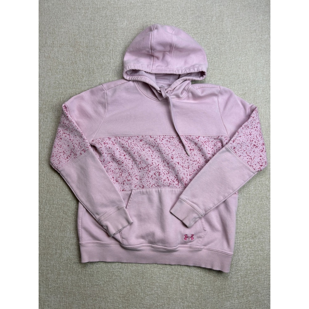 Under Armour Womens Pink Rival Fleece Speckled Graphic Hoodie Sweatshirt Medium
